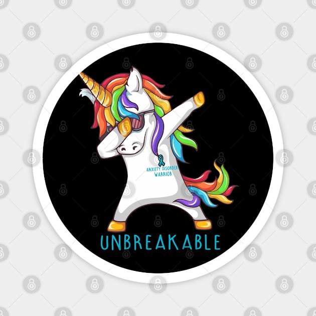 Anxiety Disorder Warrior Unbreakable Unicorn Dabbing Magnet by ThePassion99